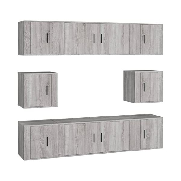 vidaXL Ensemble de Meubles TV 8 pcs Chêne fumé Bois dingénierie