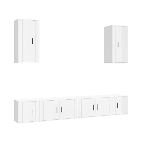 vidaXL Ensemble de Meubles TV 6 pcs Blanc Brillant Bois dingénierie