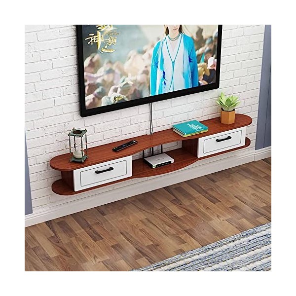 MABIBI Meuble TV mural, console TV suspendue, meuble TV flottant, étagère de rangement multimédia en bois pour salon, chambre