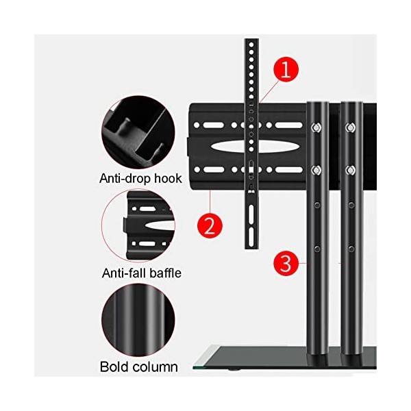 MFJFHK Support Mural, Support de Table avec Double Colonne audacieuse, Base de Table réglable en Hauteur pour téléviseurs à é