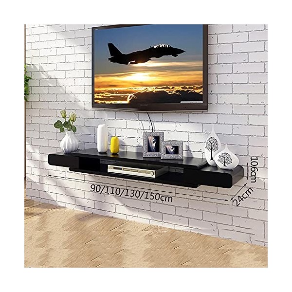 Meuble TV mural de 150 cm, petite unité de divertissement dappartement, étagère murale simple pour chambre à coucher