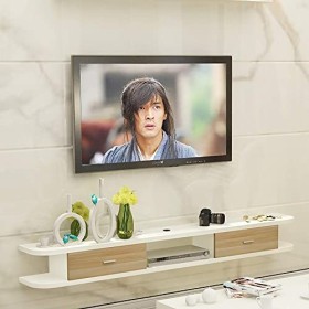 EsEntL Meuble TV, Meuble Bas TV, étagères flottantes, Console multimédia TV Murale, 100/120/140/160 cm, étagères flottantes e