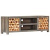 FAMIROSA Meuble TV Gris 120 x 30 x 40 cm Bois Massif de Manguier
