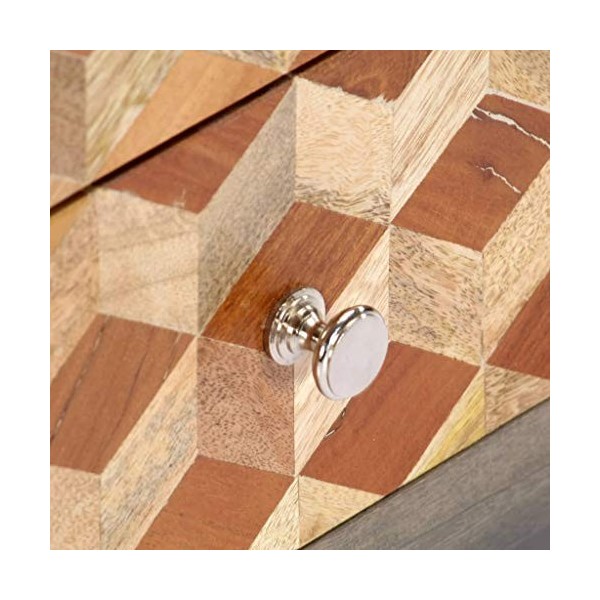 FAMIROSA Meuble TV Gris 120 x 30 x 40 cm Bois Massif de Manguier