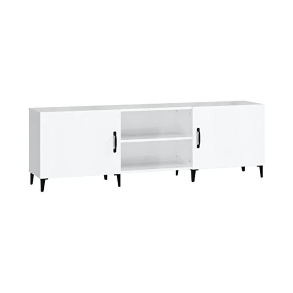 DCRAF Centres de divertissement et meubles TV, meuble TV blanc brillant, 150 x 30 x 50 cm, bois dingénierie