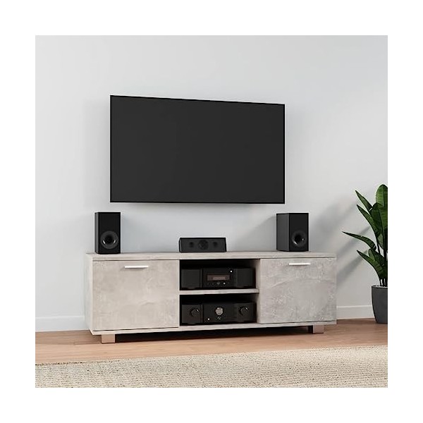 RAUGAJ Centres de divertissement et meubles TV - Meuble TV - Gris béton - 120 x 40,5 x 35 cm - Bois dingénierie