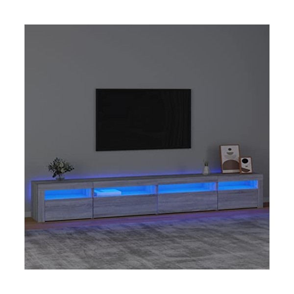 CIADAZ Meuble TV avec lumières LED Sonoma Gris 270x35x40 cm,Meuble TV,Meuble TV Moderne,Meuble de Salon