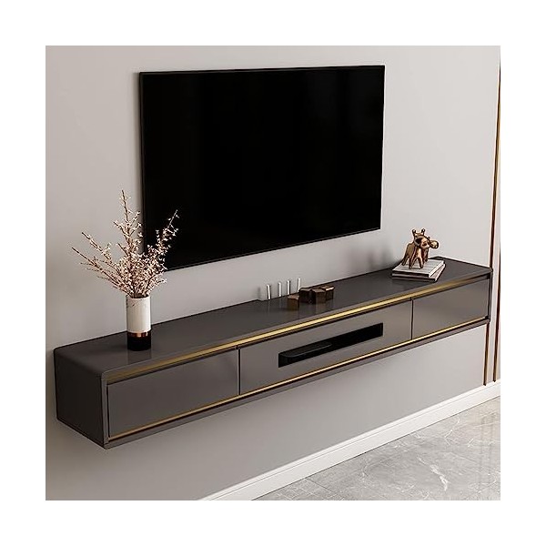 Meuble TV Flottant Étagère Mural - Meuble TV Suspendu - Meuble TV Mural, Meuble TV 120/140 Cm Mural TV Low Board, Meuble TV P