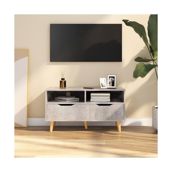 GANDUS Meuble TV Béton Gris 90x40x48,5 cm Bois dingénierie