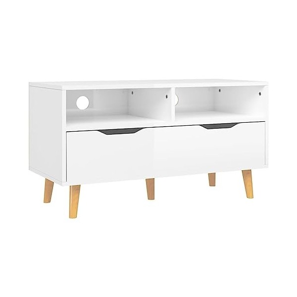 GANDUS Meuble TV blanc brillant 90 x 40 x 48,5 cm en bois dingénierie