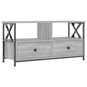 XLUMIO Home Furniture Meuble TV de jardin en bois et fer Sonoma Gris 90 x 33 x 45 cm