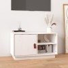 WOODEY Meuble TV blanc 70x34x40 cm pin massif