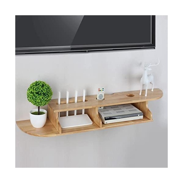 LILUKO Meuble TV Flottant avec Rangement Ouvert Couleur Bois Meuble TV Mural Composant étagère avec Gestion des câbles Meuble