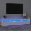 Hovothy Meuble TV avec Lumières LED Colorées Blanc Brillant 195x35x40 cm Bois dingénierie Armoire Vidéo Style Tendance Meubl