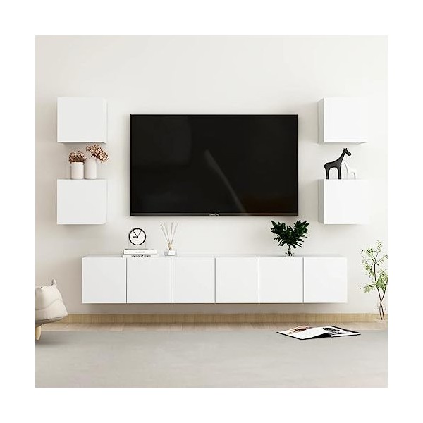 VEEKI Meuble TV, Meuble TV Suspendu, Meuble, Meuble TV avec Rangement，Meuble Industriel, Convient pour Salon ou Chambre, Ense