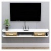 KAXGU Étagère Tv Flottante Console Tv Murale Meuble de Rangement Tv Avec 2 Tiroirs Unité de Rangement Pour Composants Tv Pour