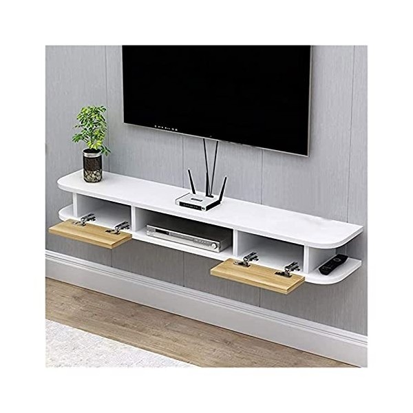 KAXGU Étagère Tv Flottante Console Tv Murale Meuble de Rangement Tv Avec 2 Tiroirs Unité de Rangement Pour Composants Tv Pour