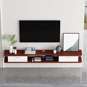 EsEntL Meuble TV Mural Étagère Flottante pour Meuble TV, Meuble TV Mural avec 2 Portes, Meuble TV Suspendu, étagère de Rangem