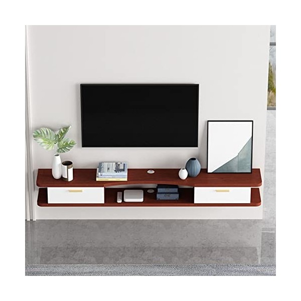 EsEntL Meuble TV Mural Étagère Flottante pour Meuble TV, Meuble TV Mural avec 2 Portes, Meuble TV Suspendu, étagère de Rangem