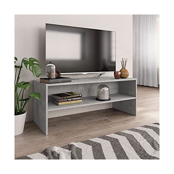 Meuble TV | Style Elégance | Rangement matériel télé Audio Video Gaming | 100x40x40cm Gris béton
