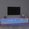 FAMIROSA Meuble TV avec lumières LED Blanc Brillant 240x35x40 cm 49KG 