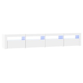 FAMIROSA Meuble TV avec lumières LED Blanc Brillant 240x35x40 cm 49KG 