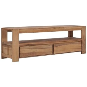 LAPOOH Meuble TV 120 x 30 x 40 cm Bois de Teck Massif,Meuble TV,Ensemble Meuble TV,Table TV