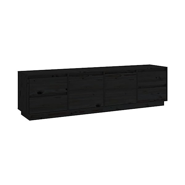 Meuble TV, Banc TV Support de Télévision Table TV Bas Armoire Basse Meuble TV Noir 176x37x47,5 cm Bois de pin Massif