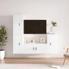 Ensemble de Meubles TV 4 pcs Blanc Brillant Bois dingénierie - Meuble TV de Salon Banc Télé Industriel, Support Rangement Co