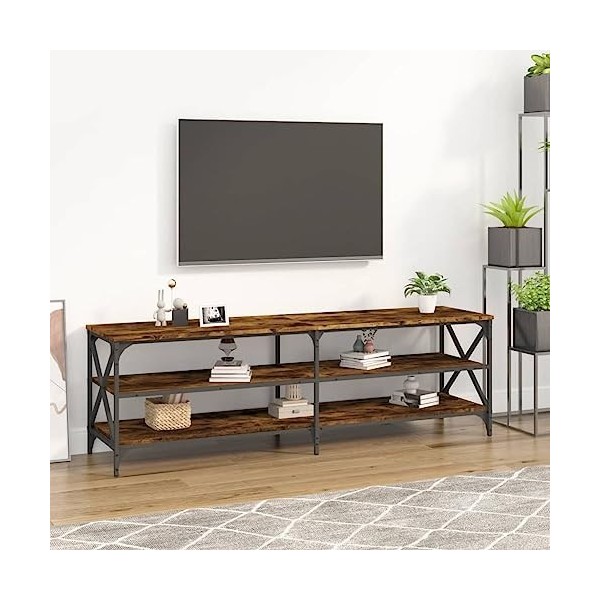 GANDUS Meuble TV Chêne fumé 160x40x50 cm Bois dingénierie