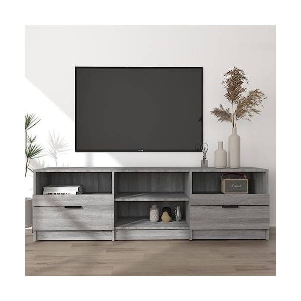 TECHPO Meuble TV en bois Sonoma Gris 150 x 33,5 x 45 cm