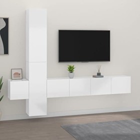 WREWING Meuble TV,Support Télé avec Étagères Réglables, euble TV à Suspendre, Lowboard Sideboard,TV,Table Télévision avec Por