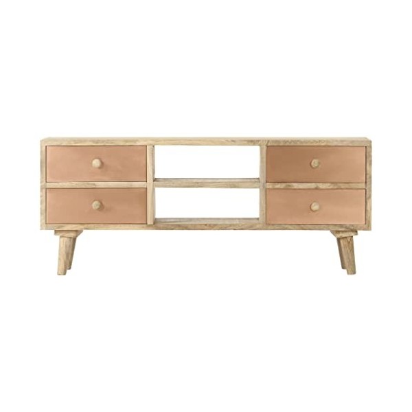 lvssiao Meuble TV pour salon, meuble TV en bois massif de mangue 110 x 30 x 45 cm très résistant Module TV pour chambre à cou