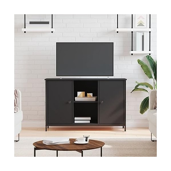 Centres de divertissement et supports TV, meuble TV noir, 100 x 35 x 65 cm, bois dingénierie