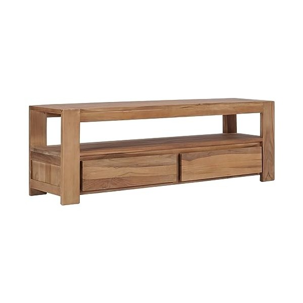ARKEM Meuble TV 120 x 30 x 40 cm Bois de Teck Massif,Meuble TV,Ensemble Meuble TV,Table TV