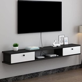 CENAP Meuble TV Flottant avec 2 Tiroirs Étagère TV Flottante Murale Console Média de Divertissement Meuble de Rangement Centr