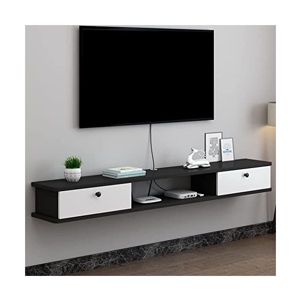CENAP Meuble TV Flottant avec 2 Tiroirs Étagère TV Flottante Murale Console Média de Divertissement Meuble de Rangement Centr