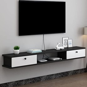 CENAP Meuble TV Flottant avec 2 Tiroirs Étagère TV Flottante Murale Console Média de Divertissement Meuble de Rangement Centr