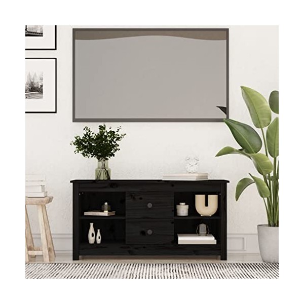 TOYOCC Home & Garden Meuble TV en pin massif Noir 103 x 36,5 x 52 cm