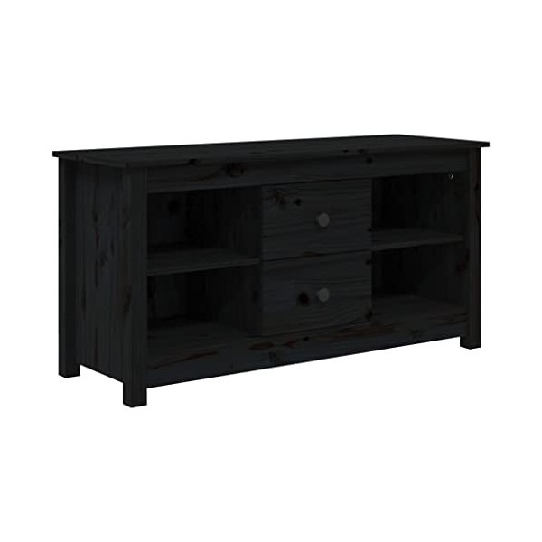 TOYOCC Home & Garden Meuble TV en pin massif Noir 103 x 36,5 x 52 cm