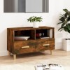 Annlera Meuble TV Chêne Fumé 80x36x50 cm Bois dingénierie Classique Banc TV Décorer Pièce Minimaliste Armoire TV Fonction d