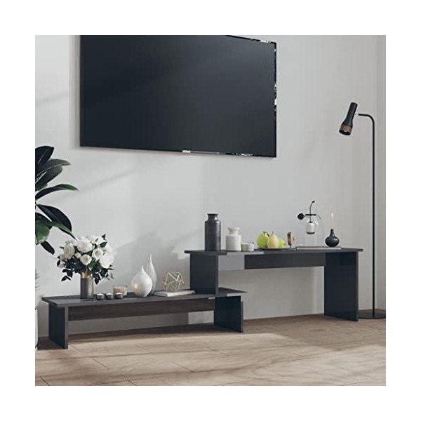 WIFESE Meuble TV Gris Brillant 180x30x43 cm Aggloméré Meuble Television Style Industriel Table TV Support de TV Décoration Sa