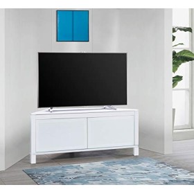 MDA Designs Volans Meuble dangle TV à écran plat 2 portes avec panneau en verre interchangeable Noir/blanc