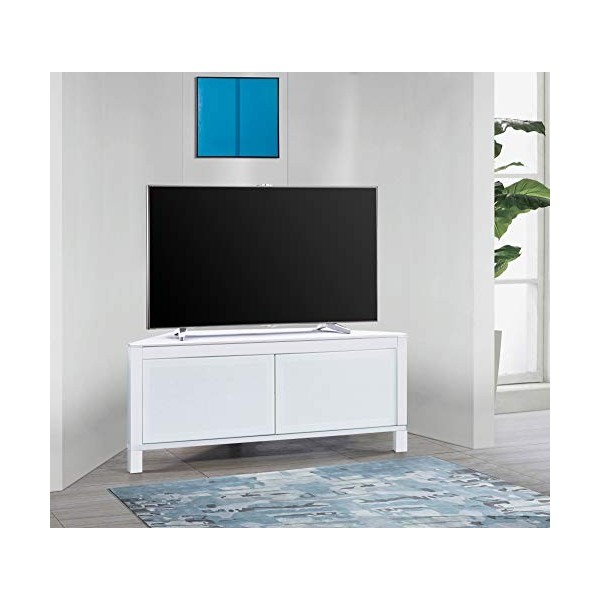 MDA Designs Volans Meuble dangle TV à écran plat 2 portes avec panneau en verre interchangeable Noir/blanc