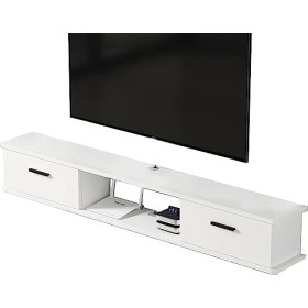 Meuble TV Mural 39,3/47,2/55,1 Pouces Meuble TV Flottant avec 2 Portes, Étagère Murale pour Console Média, Étagère De Stockag