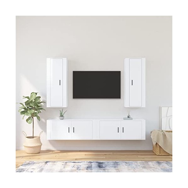 WREWING Meuble TV,Bas Table TV Support de Télévision en Bois pour Salon Chambre Salle à Manger,Support pour Téléviseur Jusqu’