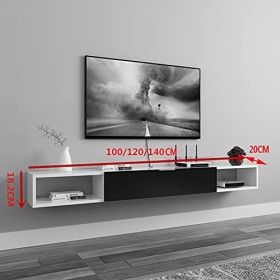 EsEntL Meuble TV Suspendu, Support de décodeur Mural avec Trou pour Fil, Gain de Place pour Chambre à Coucher, Salon, Bureau,