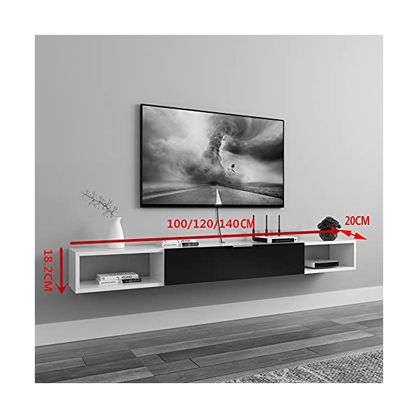 EsEntL Meuble TV Suspendu, Support de décodeur Mural avec Trou pour Fil, Gain de Place pour Chambre à Coucher, Salon, Bureau,