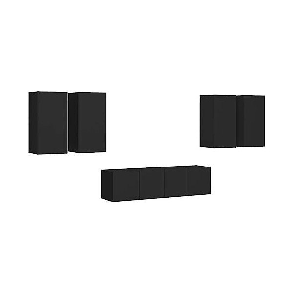 vidaXL Ensemble de Meuble TV 6 pcs Mural Suspendu Ensemble dArmoires Stéréo Salon Salle de Séjour Maison Intérieur Blanc Agg