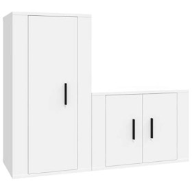 DCRAF Centres de divertissement et meubles TV, ensemble de 2 meubles TV en bois blanc